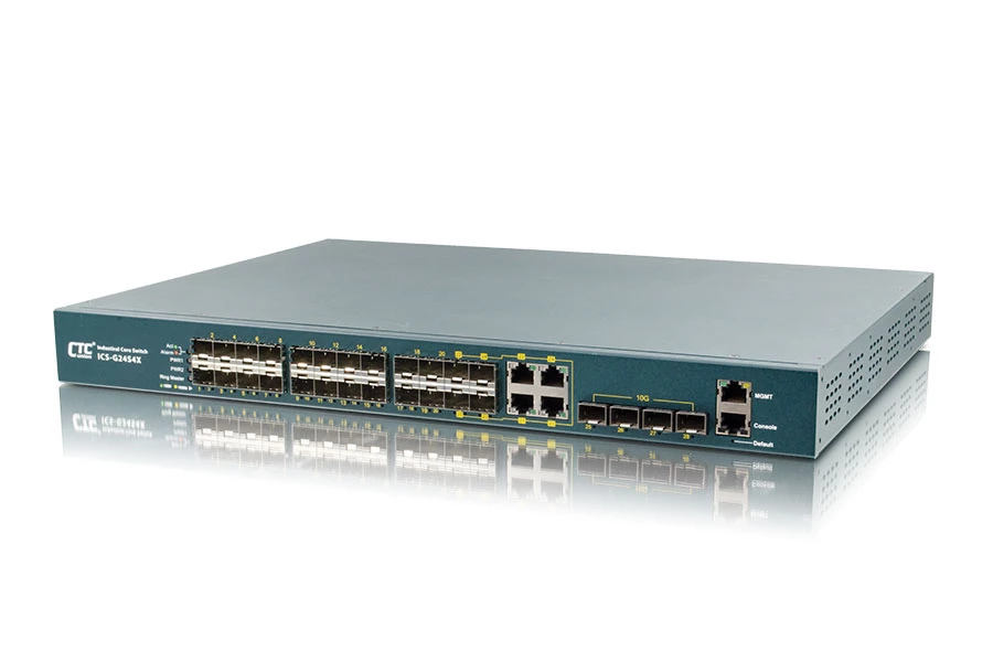 Промышленный управляемый 10G Ethernet коммутатор CTC Union  24x 100/1000Base SFP с 4x Combo (RJ45/SFP) + 4x 1G/10G SFP (ICS-G24S4X)